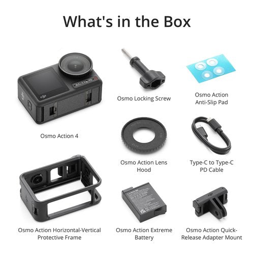 DJI Osmo Action 4 Essential Combo, 4K/120fps Waterproof Action Camera with a 1/1.3-Inch Sensor, Stunning Low-Light Imaging,10-bit & D-Log M Color Performance, Long-Lasting 160 Mins, Outdoor Camera