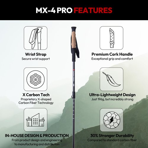 X Carbon Stick MX-4 | X Carbon Tech Carbon Fiber Trekking Poles