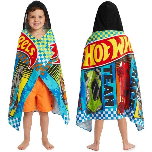 Get Trend Hot Wheels Cars Bath Towels with Hood for Boys, Ages 2-6, One Size Soft and Absorbent Hooded Cotton Beach Towel Wrap, Swimming Pool Poncho, Gifts for Boys (Multi Hot Wheels)