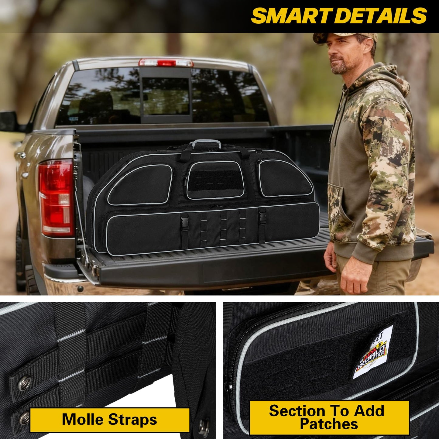 Smasrob Padded Soft Bow Case with Arrow Pocket, Compound Bow Bag with Backpack and Shoulder Strap for Range or Hunting Trip