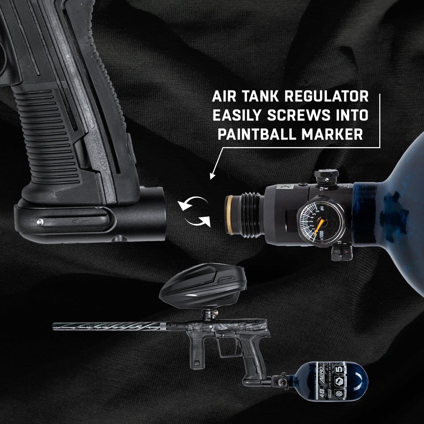 HK Army Aerolite Aerolite Air System - 48ci/4500psi Lightweight Carbon Fiber Tank with 800psi Regulator for Paintball & Airsoft Gear - Blue