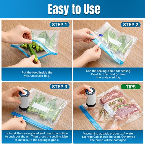 Billty Handheld Vacuum Sealer, 3rd Generation Vacuum Sealer for Food + 30 Sous Vide Bags