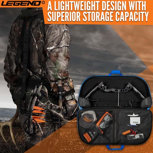 Legend Alpha Compound Bow Case - Fits MTM Ultra Compact Arrow Cases - Archery Bow Bag with Back & Shoulder Straps - With Cam Protectors, Soft Padding, & Extra Pockets 37"x16.5" Interior - Army Green