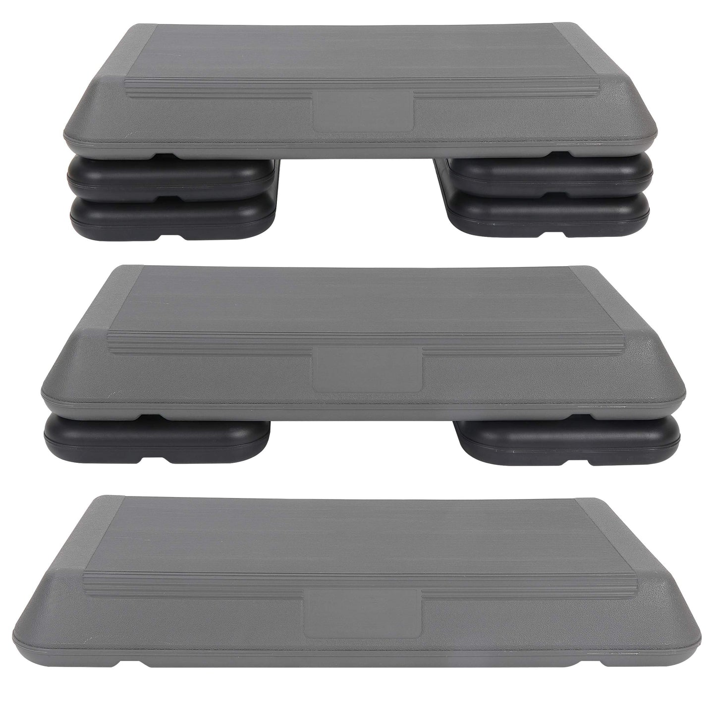 JungleA 28.5'' Exercise Step Platform Aerobic Stepper Workout Step Up Box for Home Gym, Circuit Size Steppers Bench, 4 Stackable Risers, 3 Levels 4"-6"-8" Height Adjustable Fitness Stair
