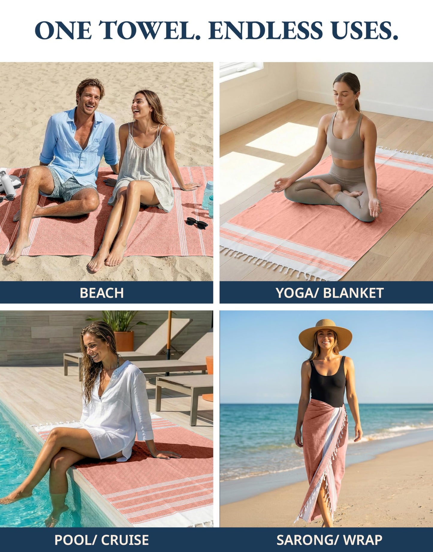 LANE LINEN Turkish Beach Towel, Oversized Beach Towel 39"x71", Lightweight Beach Essentials for Women, Large Pool Towel, Absorbent & Quick Dry, Sand Free Beach Towel - Bird of Paradise