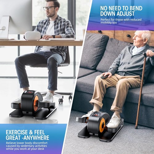 BAOKALER Under Desk Elliptical Machine, Ellipse Leg Exerciser for Seniors Fully Assembled, Quiet & Portable Electric Seated Pedal Exerciser with 15Adjustable Speeds & Remote Control