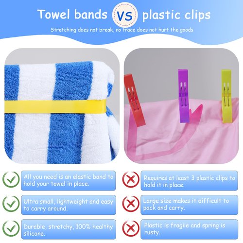 Towel Band for Beach Pool Lounge Chair Strap Clip Carnival Cruise Ship Essentials Summer Vacation