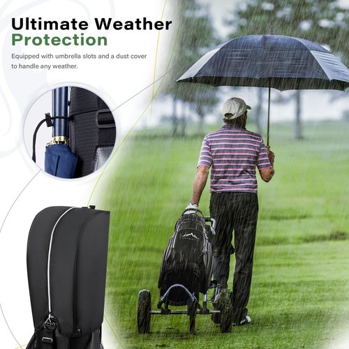 UNIHIMAL Golf Cart Bag with 14-Way Divider Top, Ample Storage Space, Men's Golf Bag with Handles and Umbrella Holder (Black-Grey)