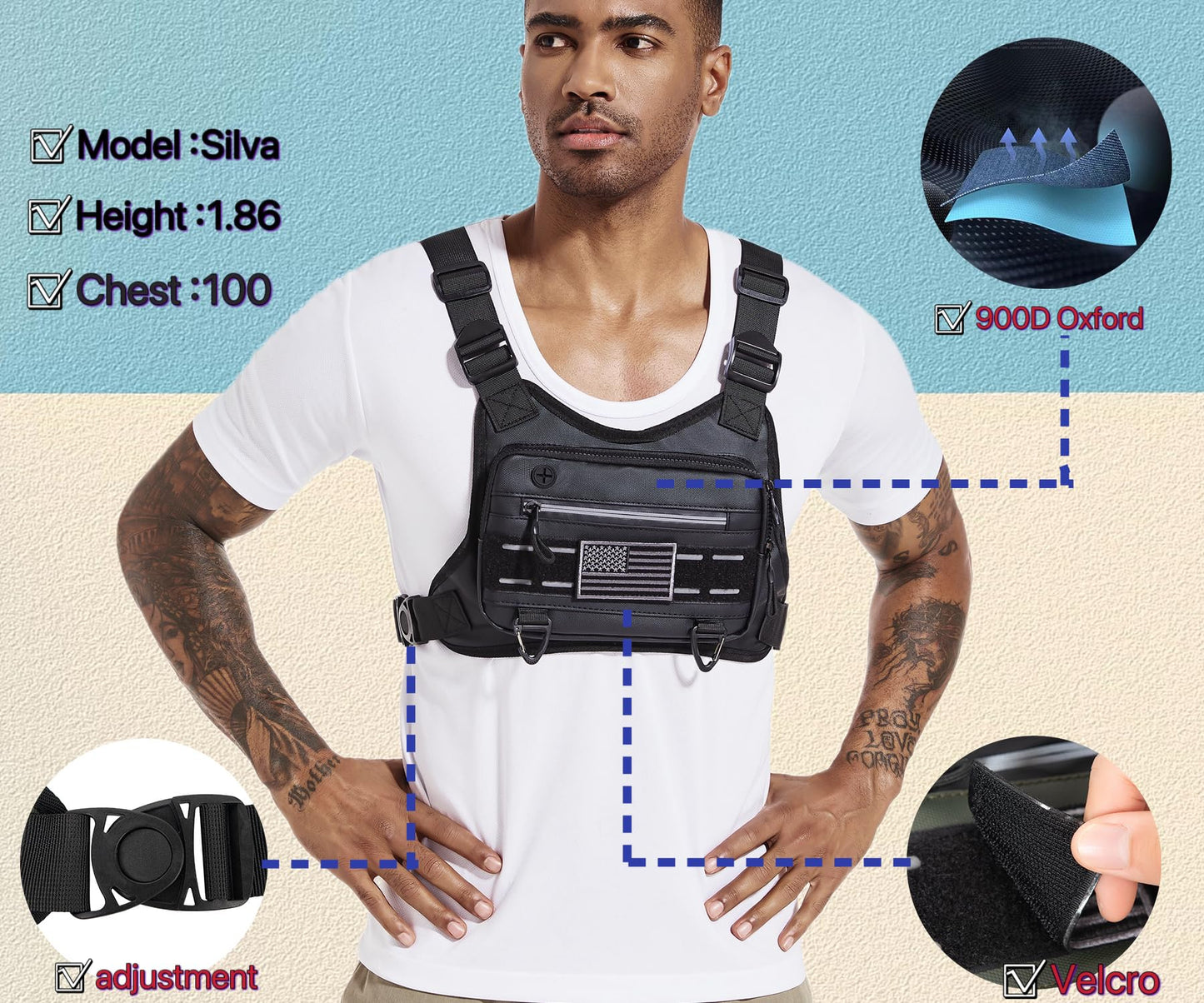 YZDD GOMIA Chest Bag For Men and Women Water Resistant Running Vest Tactical Chest Bag Pack for Sports Outdoor (DarkGreen)