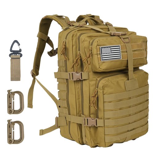 Oraynn 50L Large Military Tactical Backpack Molle Army Assault Pack for Travel Camping Hiking Fishing Backpack for men (khaki)