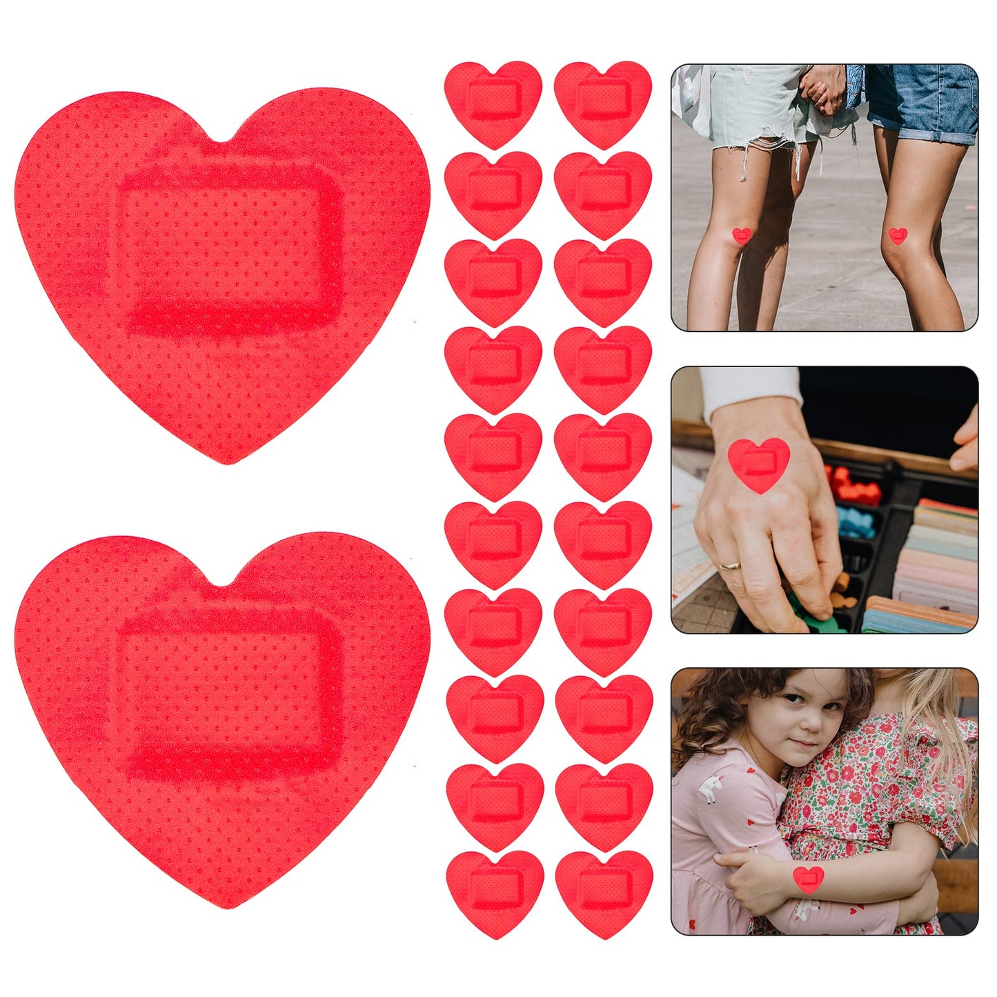 Healifty Heart-Shaped Breathable Wound Bandages 50 Pcs Waterproof Hemostatic Stickers for Kids and Adults Durable Adhesive Wound Care Patches 2.32 X 1.69 in