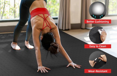 GymCope Large Yoga Mat 6'x4', Extra Thick Exercise Mat 6/8/10/12mm, Double Wide Workout Mat for Home Gym Flooring, Oversized XL Fitness Matt, Pilates, Weight Lifting, Stretch, Wrestling