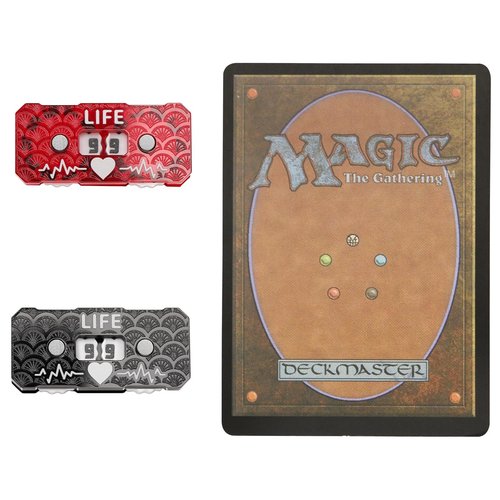 Life Counter 2 Pcs Pcak Twin Digits Dragon Scale Pattern Designed 2 x 4 cm (0.787 x 1.57 in) for cEDH Game & MTG Dual Game Made of Acrylic (Black & Red Scale)