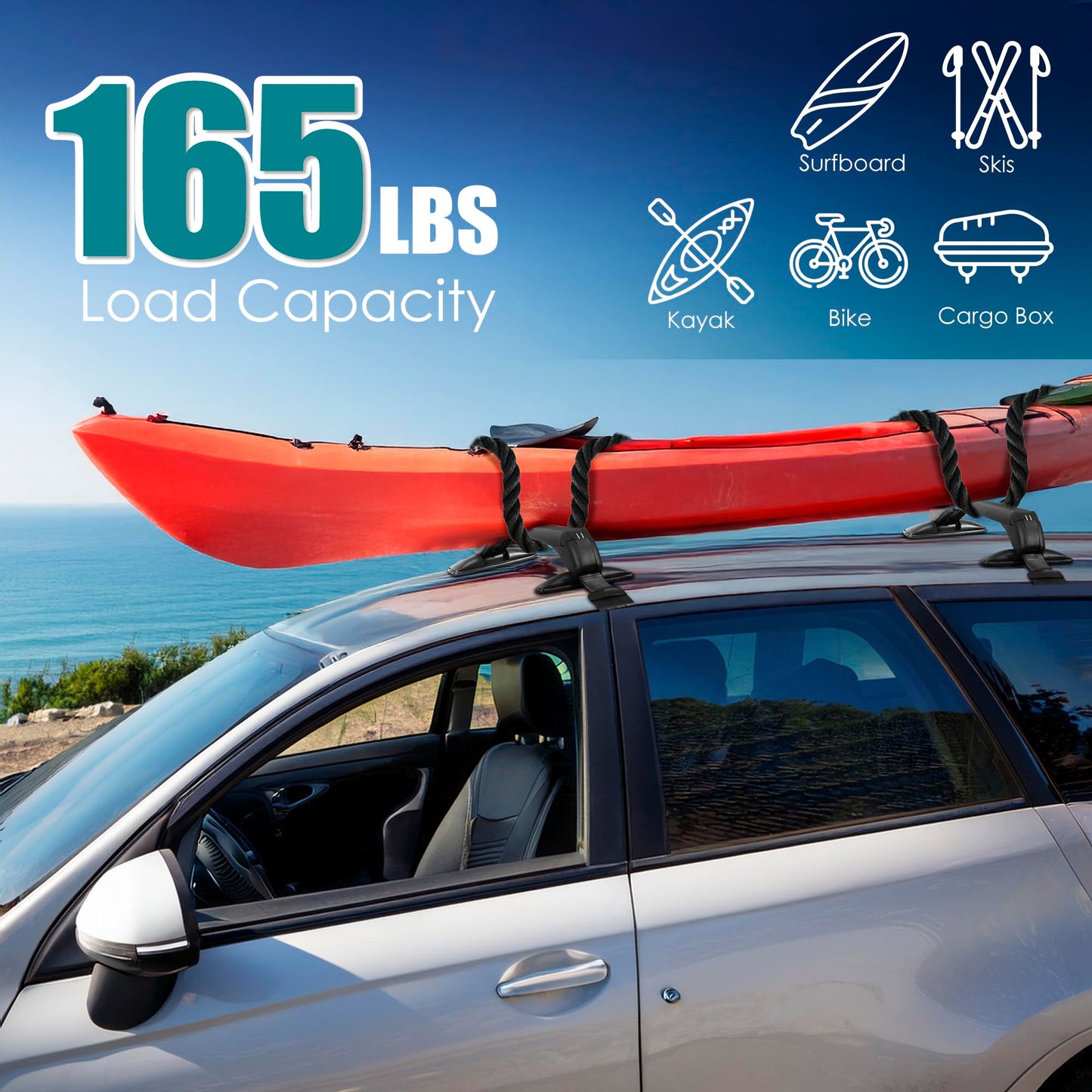 43" Universal Roof Rack Cross Bars, Upgraded Aluminum Lockable Crossbars with Extendable Window Frame & Dual Security Keys. 165lbs Max Load for Bare Roof Cars/Trucks/SUVs