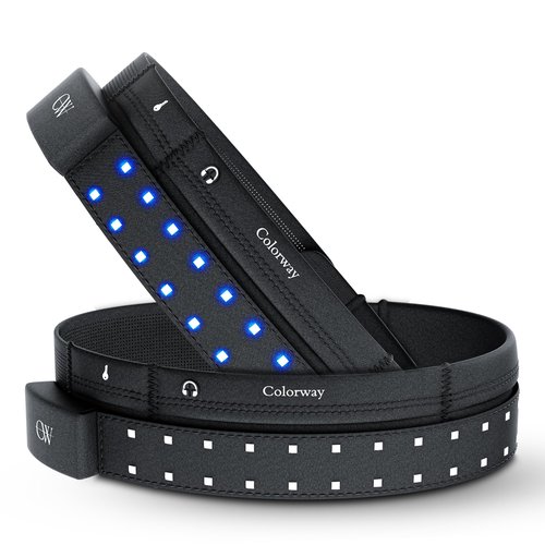 Colorway LED Running Belt - Reflective Running Gear with Removable Light Strip, 5 Bright Colors, USB Rechargeable, Adjustable Waist Pack, High Visibility, Night Safety Belts for Men and Women