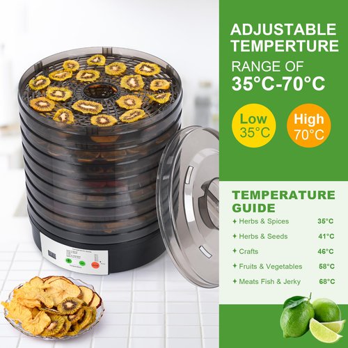 Food Dehydrator Machine, 8 BPA-Free 11.4" Trays Adjustable Temperature Controls Dehydrater for Jerky, Herbs, Fruit, Veggies, Dried Snacks