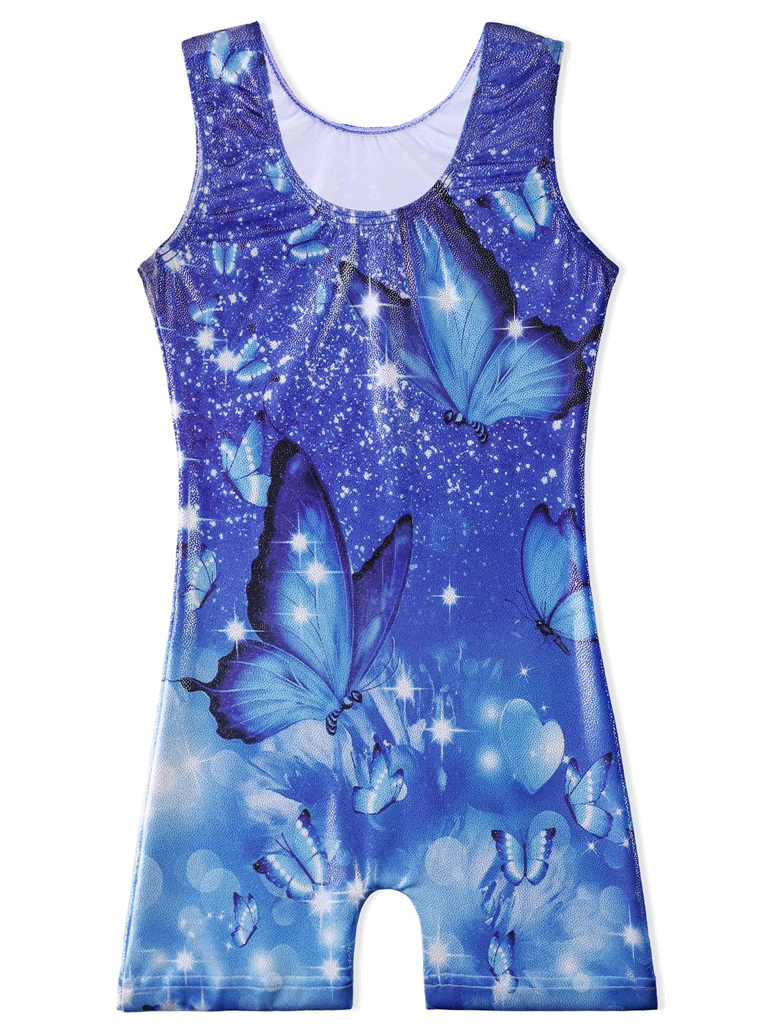 Belovance Gymnastics Leotards for Girls 9 10 Kid Dance Outfit Sparkly Blue Butterfly Biketard Toddlers Child (Butterfly Blue, 9-10 Years)