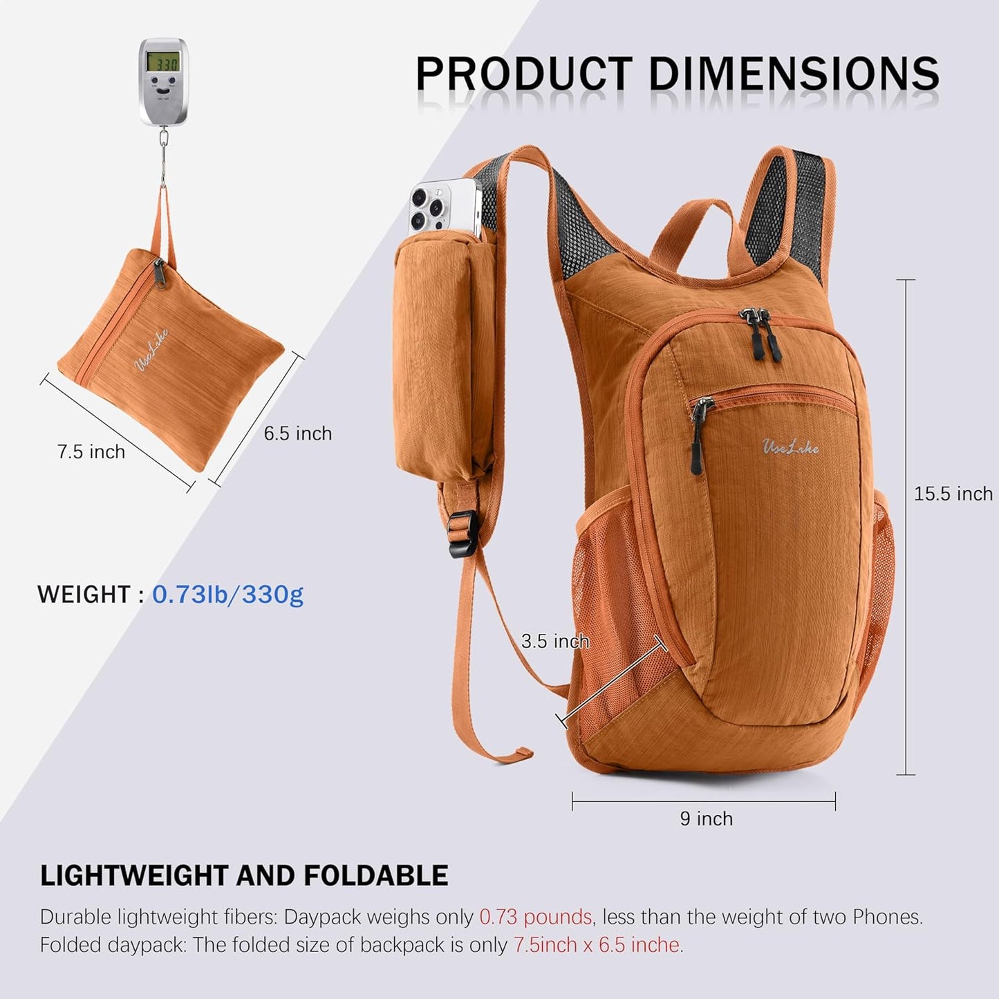 10L Small Hiking Backpack Travel Daypack Lightweight Packable Back Pack for Women Men(Black)