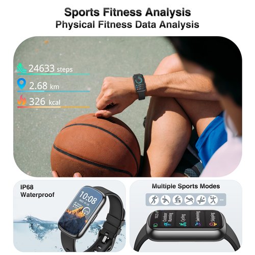 Fitness Tracker, Health Smart Watches for Women Men with 24/7 Heart Rate/Blood Pressure/Blood Oxygen Monitor, Sleep Tracker, Calories & Pedometer, IP68 Waterproof Activity Trackers for Android&iPhone