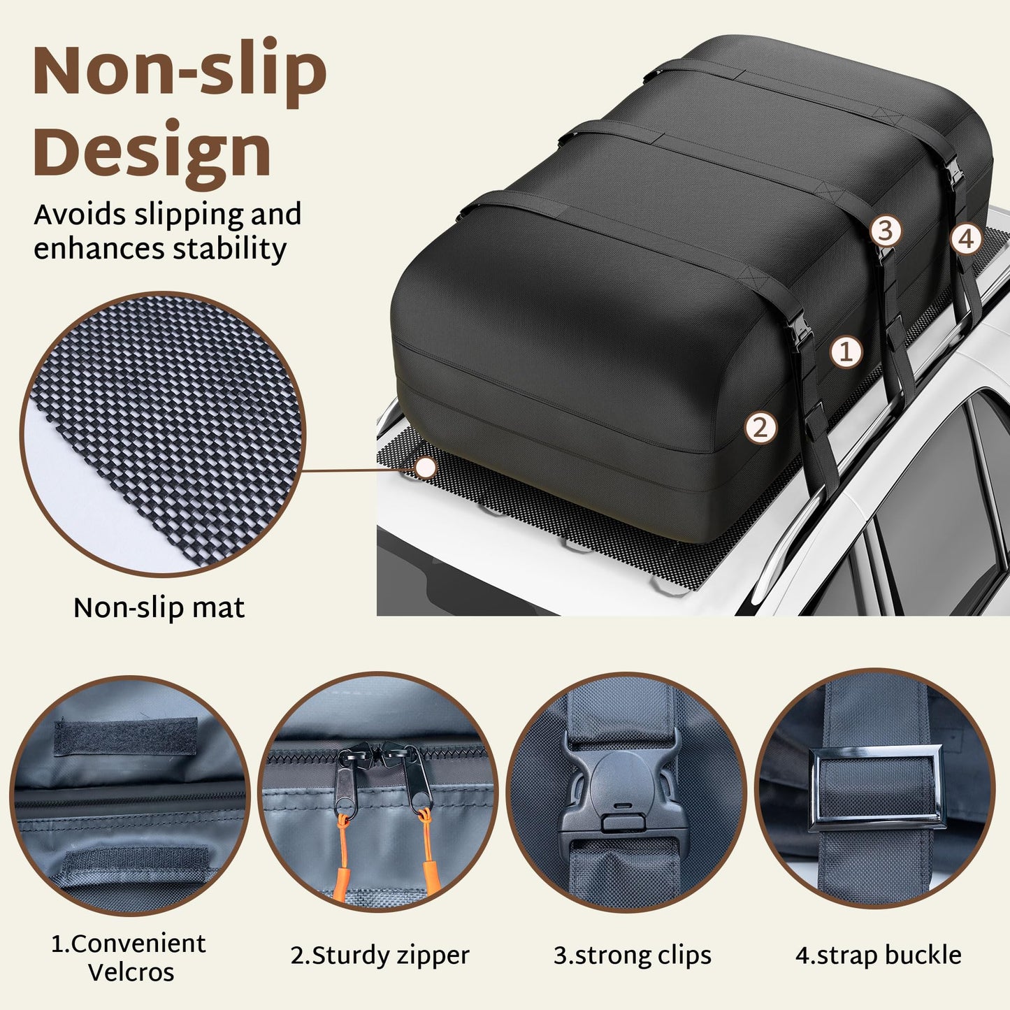 iBirdie Roof Rack Cargo Carrier 36.4 Cubic Feet, XXL Soft-Shell Rooftop Cargo Box, Waterproof Heavy Duty 1200D for Car with/Without Roof Rack, Includes Anti-Slip Mat, Door Hooks, 56x45x25 inches