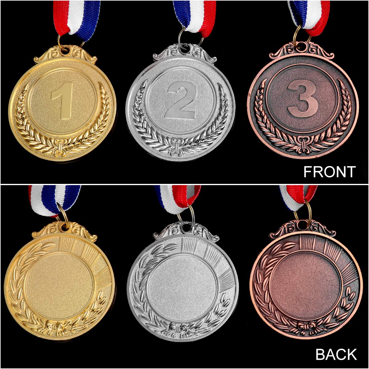 Metal Winner Gold Silver Bronze Award Medals with Neck Ribbon, Style,1st 2nd 3rd Place,3 Pcs