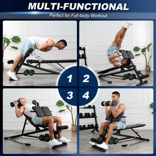 OPPSDECOR Weight Bench Set with Preacher Curl Hyper Back Extension, All-in-One Sit Up Bench, Roman Chair, Professional Bench Press for Full Body Exercise Workout Benches for Home Gym