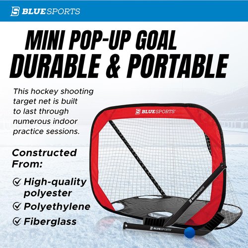 Blue Sports Mini Pop-up Goal - Indoor Folding Nets - Hockey Training Equipment for Training & Practices