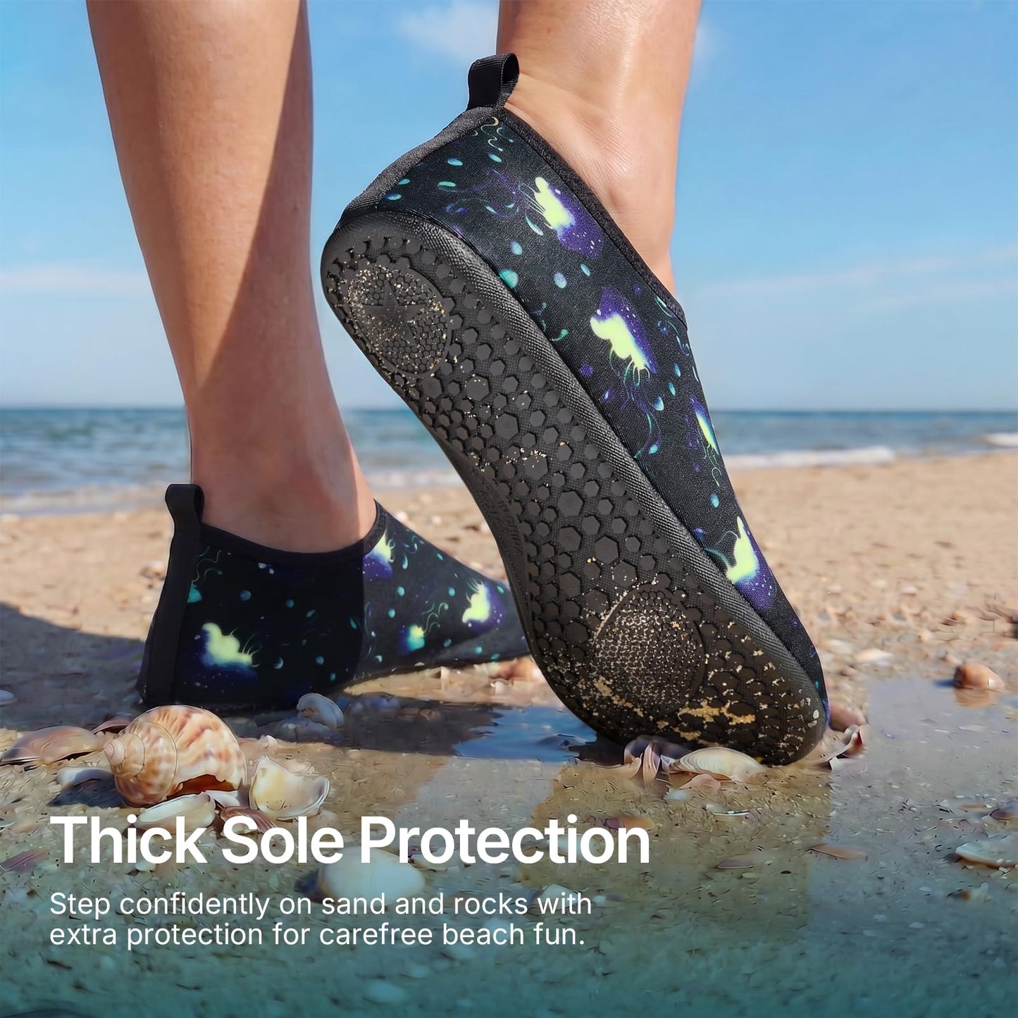 Water Socks for Women Men Adult Aqua Swim Shoes Beach River Pool Barefoot Yoga Exercise Wear Sport Accessories Quick-Dry Must Haves Size 5-6Women/4-5Men(Jellyfish)