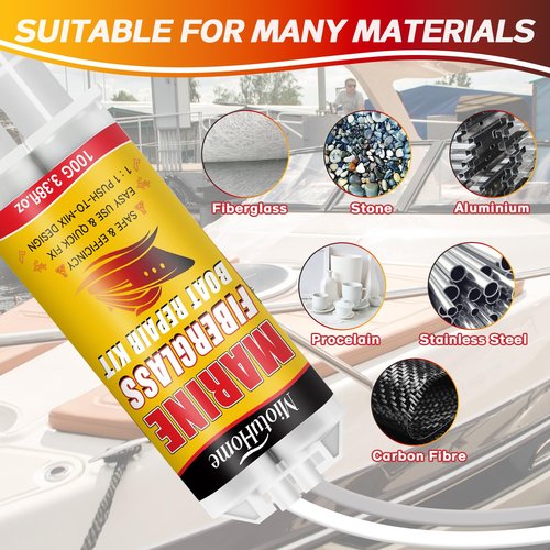 MiotuHome Marine Fiberglass Repair Kit for Boats, Gel Coat Repair Kit for Boats, Fiberglass Boat Repair Kit, Epoxy Filler for Boats, (White)
