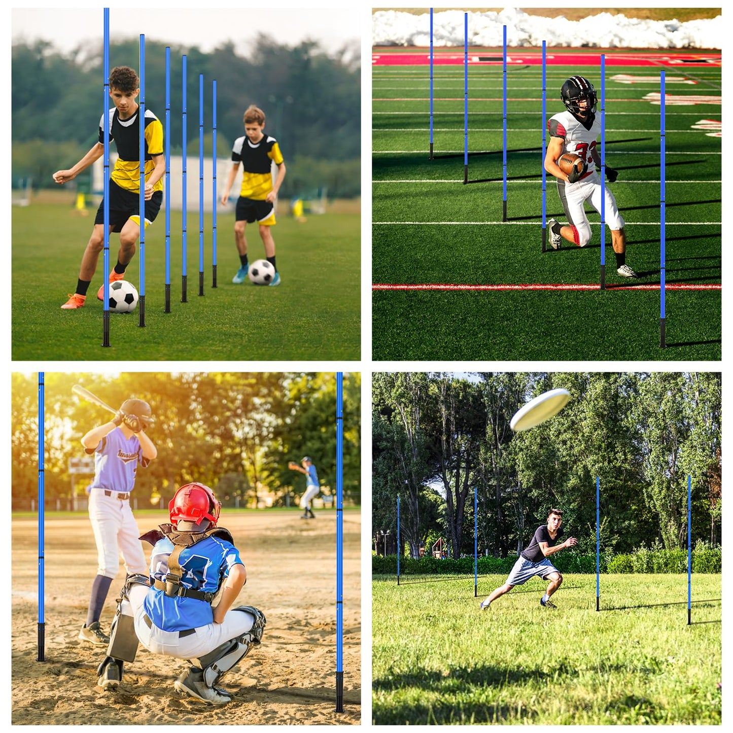 SMTPDT Soccer Agility Training Equipment: 6 Soccer Agility Poles, 20ft Agility Ladder, 10 Soccer Cones, 1 Jump Rope. Soccer Training Poles for Speed Training, Agility Training (Blue)