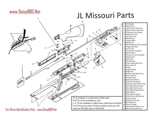 Daisy Powerline 880 881 35 7880 Rear Sight Elevation Ramp Plastic Elevator BB Air Rifle. JL Missouri Parts & Misc.