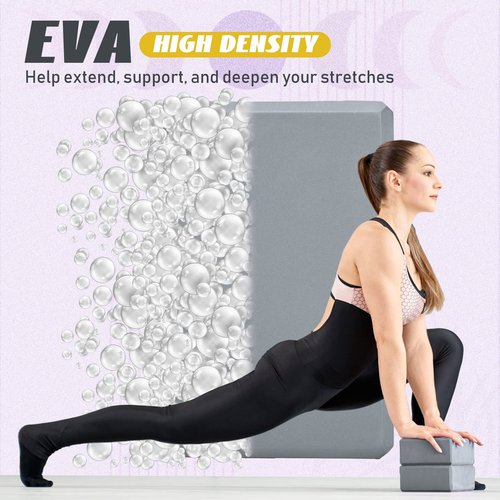 Wettarn 6 Pack Yoga Blocks 9 x 6 x 4 Inch Eva Foam Lightweight Non Slip Yoga Props for Yoga Pilates Stretching Meditation(Gray)