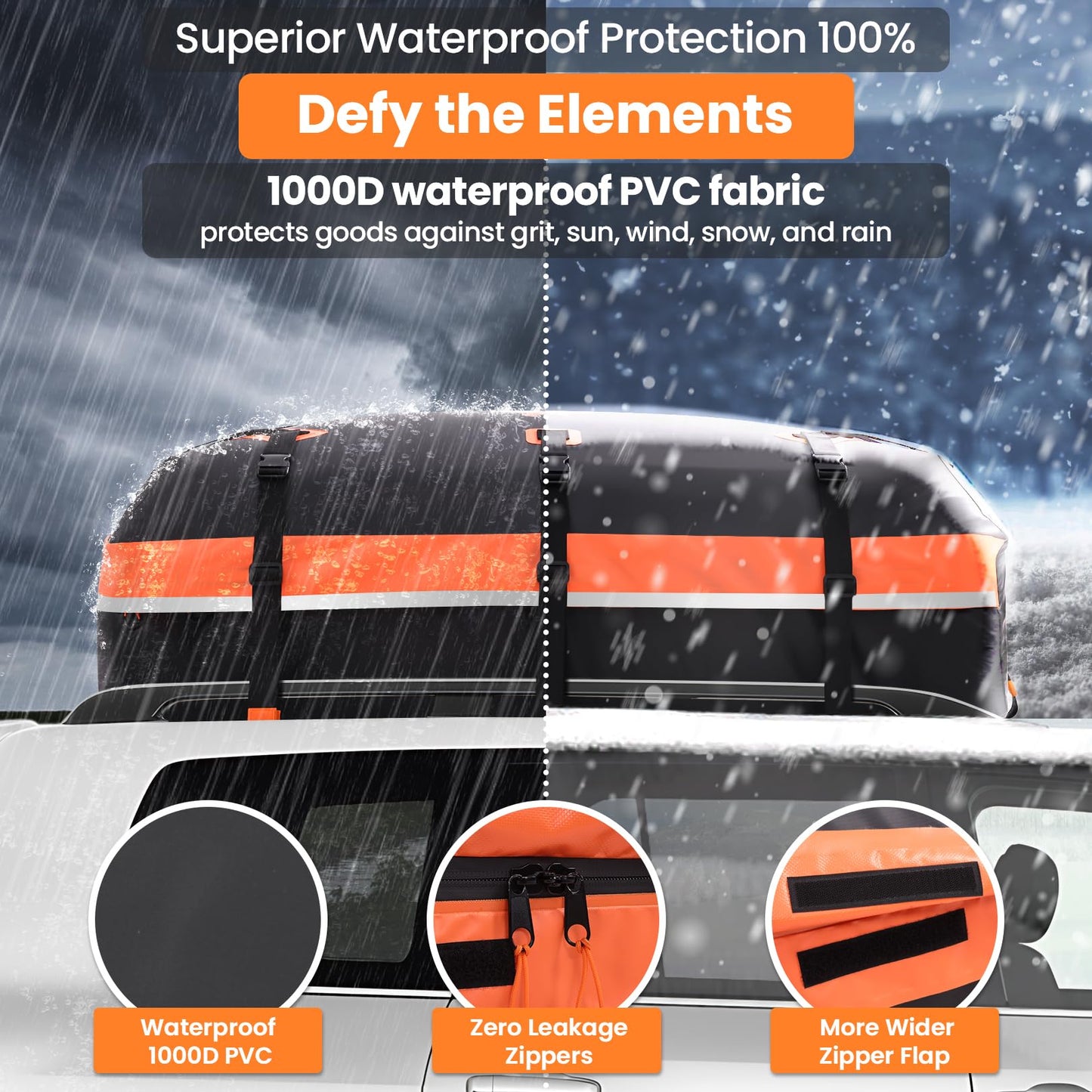 Sailnovo Rooftop Cargo Carrier 20 Cubic, Waterproof Car Roof Bag Car Top Carrier Car Roof Storage with Slip Mat, 6 Door Hooks Combination Lock, for All Vehicle Roof with/Without Rack Cross Bar