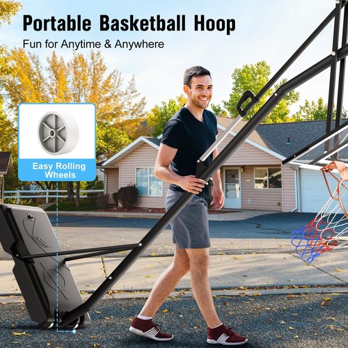 Yohood 10FT Basketball Hoop Adjustable Easily, Portable Hoops & Goals Outdoor Basketball Goal System with PC Backboard and Wheels for Teens Youth Adults