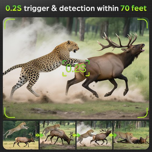 VIDVIS WiFi Trail Camera Solar, 4K 64MP Game Cam with Night Vision Motion Activated Waterproof IP66, 0.2s Trigger Trail Cam with 850nm Low Glow Infrared LEDs, Wildlife Camera with 32GB SD Card