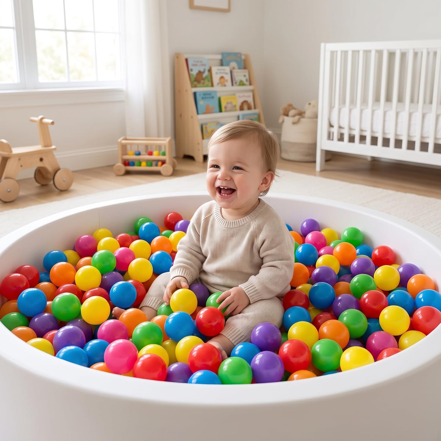 LANGXUN 50 100 200 Balls Soft Plastic Ball Pit Balls for Kids, Gift for Baby Toddler Birthday Christmas, Ball Pit Play Tent, Baby Kiddie Pool Water Toys, Party Decoration