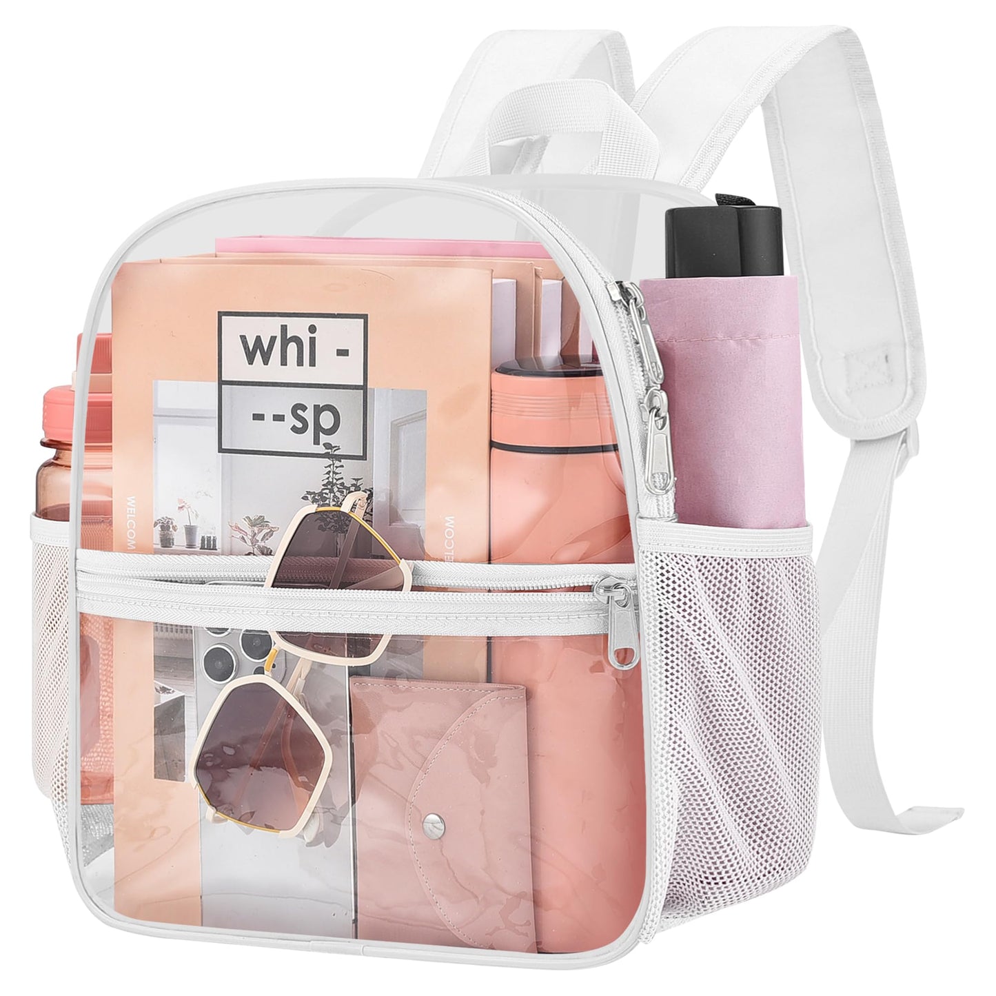 UEASE Clear Backpack for Stadium Events, 12x12x6 Small Clear Plastic bag with Reinforced Straps for Game Security Festival Concert