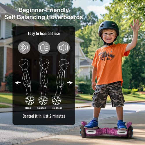 Commugo Balancing Board, 6.5 Inch LED Flashing Wheels, Black, Long Battery Life for All Ages Kids, Adults, Girls, Boys