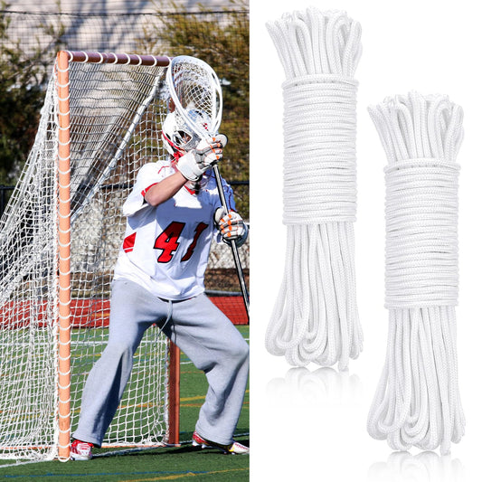 2 Pcs 92ft 4mm Lacrosse Net Lacrosse Goal Net Lacing Cord Long Lacrosse Goal Net Lacing Rope Easy Installation for Soccer Garden,Playground Net Backyard Collegiate Youth Net Not Include(White)