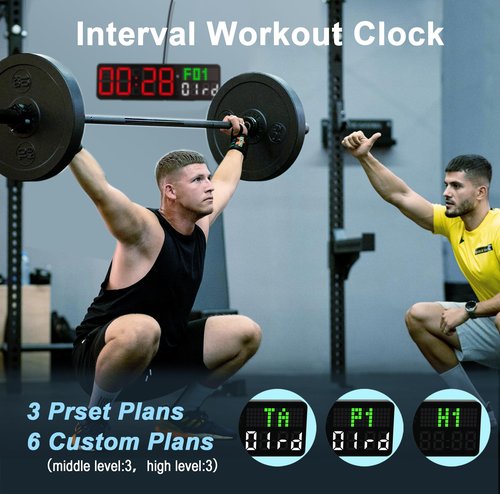 LUCORB Gym Clock Timer, Workout Clock with Seconds | 5 Display Modes, 4 Alarms | Remote Control Countdown Timer Wall for Home Gym Garage Living Room Classroom Office