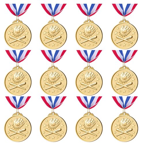 Abaokai 12 Pieces Baseball Medals for Award,Softball Medals for Kids Sports Baseball Games, Party Favors, 2 Inches