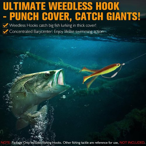 Dovesun 12PCS Weighted Swimbait Hooks Weighted Fishing Hooks for Saltwater Freshwater EWG Worm Weedless Hooks for Bass Fishing 4/0 & 1/8OZ