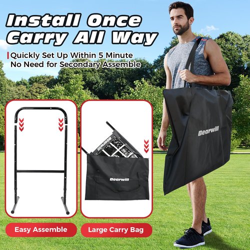 Bearwill Pitching Net, 9 Hole Baseball Softball Pitching Net, Adjustable Pitcher Training Equipment with Throwing Target