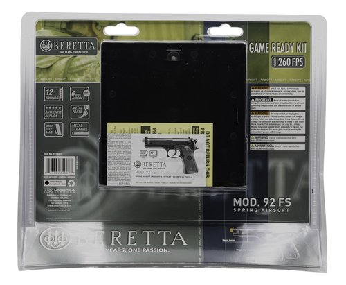 Beretta 92 FS 6mm BB Pistol Airsoft Gun, Game Ready Kit (2 Guns, Target and BBs)
