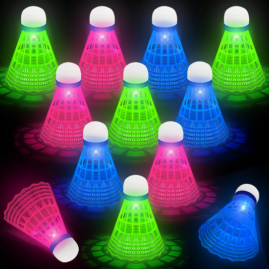 Hysagtek Badminton Birdies, 12 Pack Birdies Glow in The Dark Shuttlecocks Badminton Sets for Backyards Outdoor Indoor Sports Activities Training Practice Gym Fitness Game