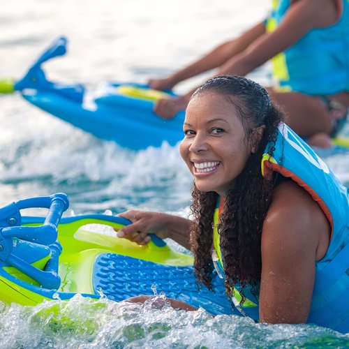 ZUP YouGo Board and Handle Combo with EVA Foam Padding, All-in-One Kneeboard, Wakeboard, Wakeskate, and Wakesurf Board for Kids, Teens, and Adults, 57" x 25" x 5", Yellow