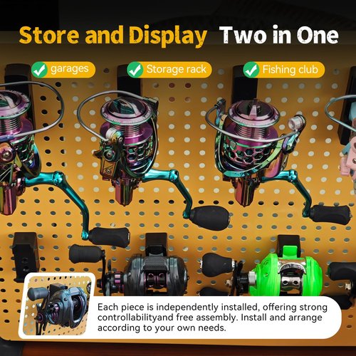 Tcakelox Fishing Reels Display Fishing Reel Holder Reel Storage Holder Fishing Reel Wall Mount Rack (Baitcasting, 3)
