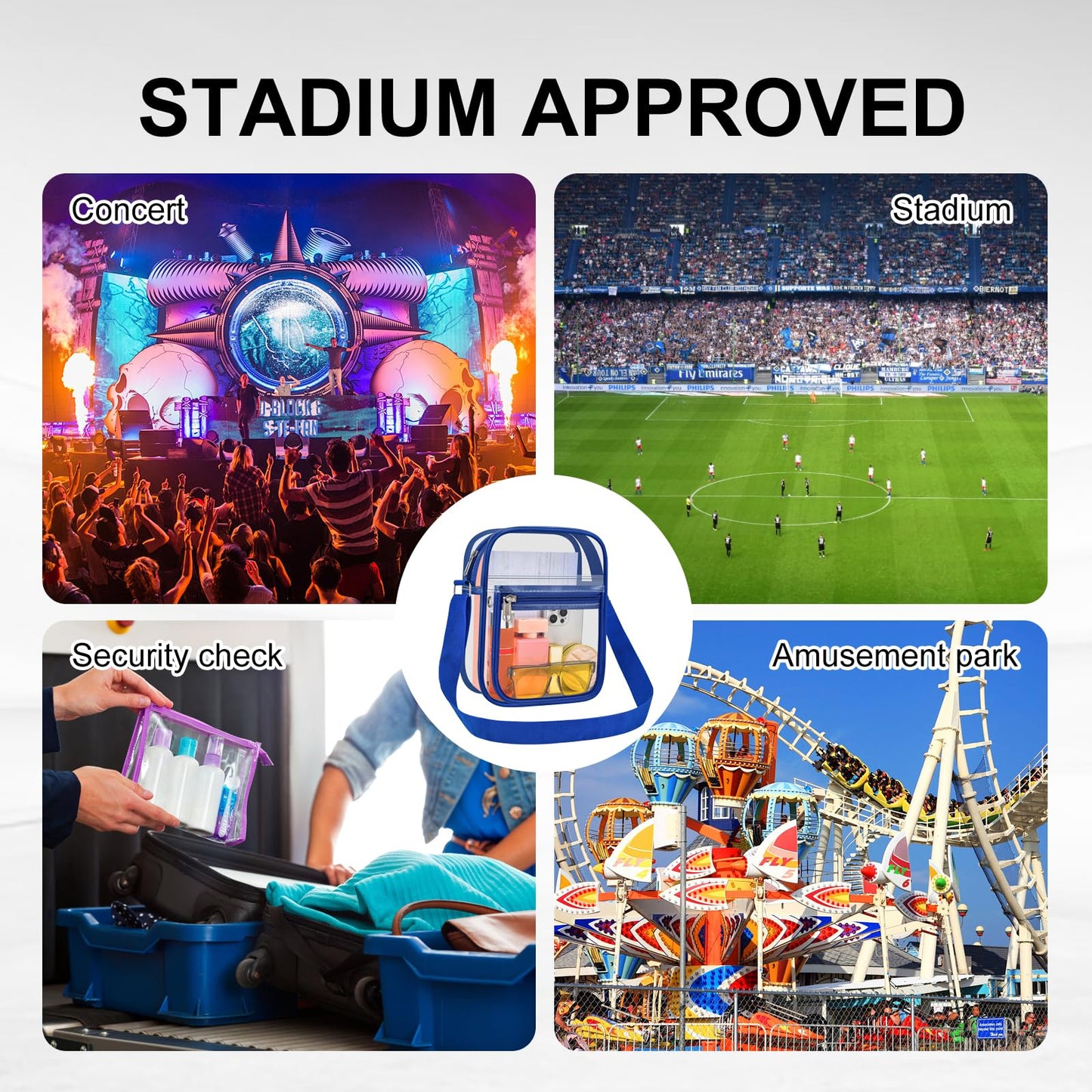 USPECLARE Clear Purse for Stadium Events Clear Messenger Bag for Men and Women