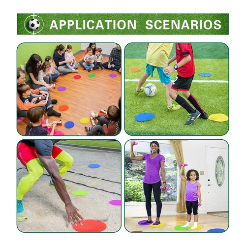 Aryjmz Spot Markers 18 Pcs 9 Inch Non Slip Rubber Floor Markers Flat Field Cones Poly Dots for Soccer Basketball Sports Speed Agility Training and Drills