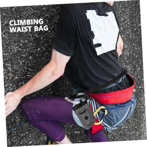 HEMOTON Climbing Chalk Bag with Zippered Pocket Anti-Slip Lightweight Waist Pouch for Rock Climbing Mountaineering Fitness Activities Stylish Gray Design